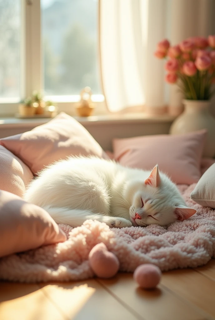 Persian white Cat cute sleeping