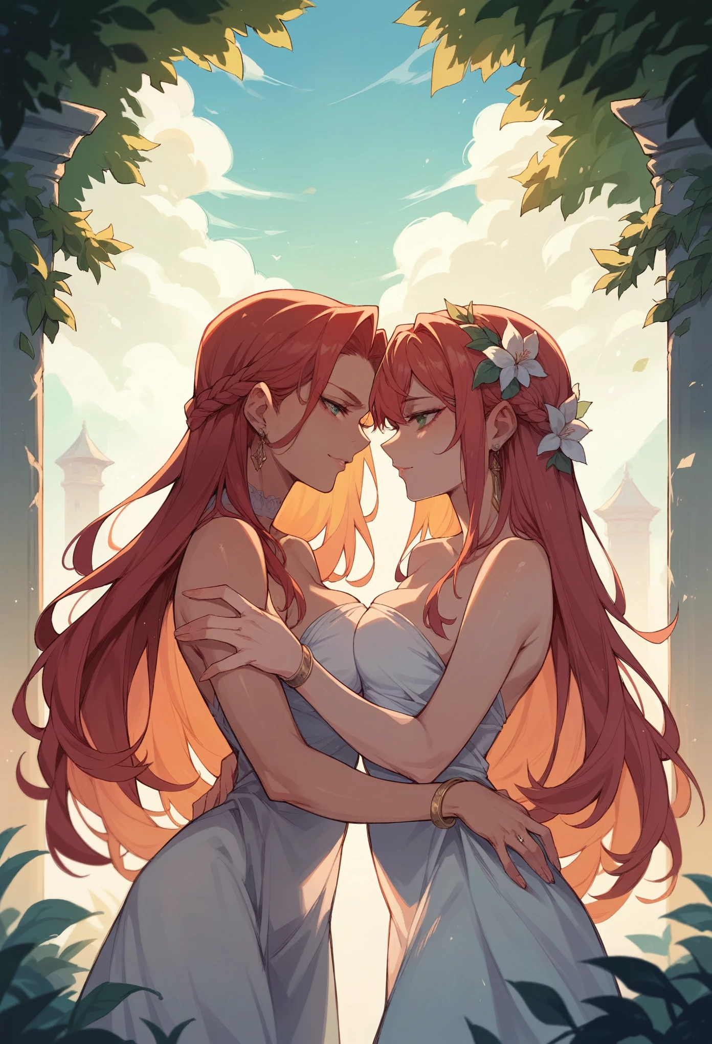 Meeting of two lovers in a beautiful place