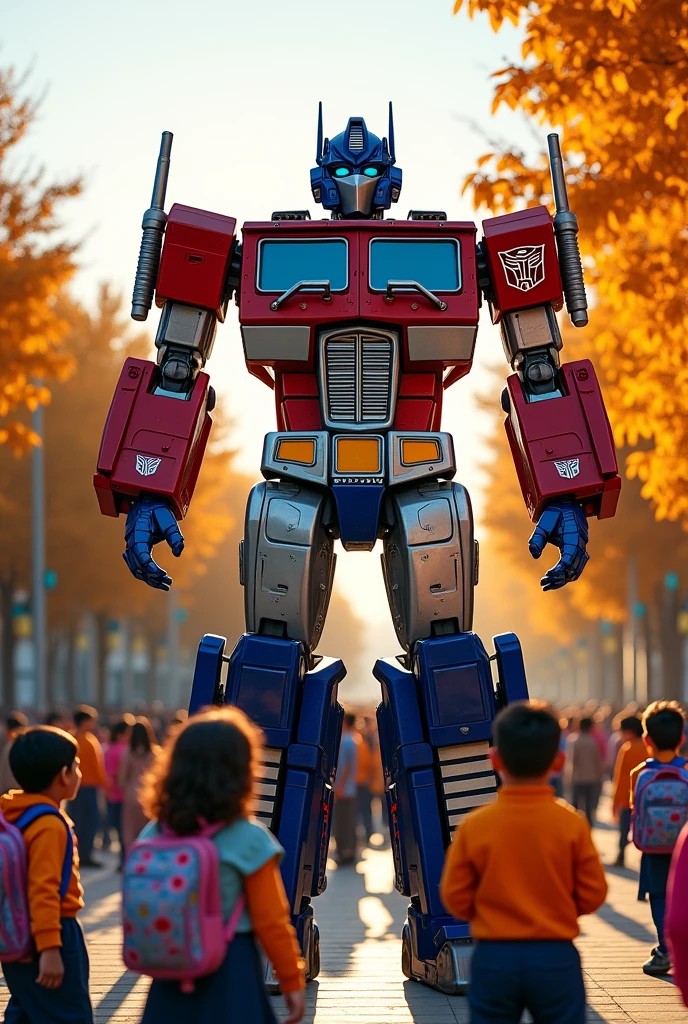 Optimus Prime going to school in Tashkend at September 1