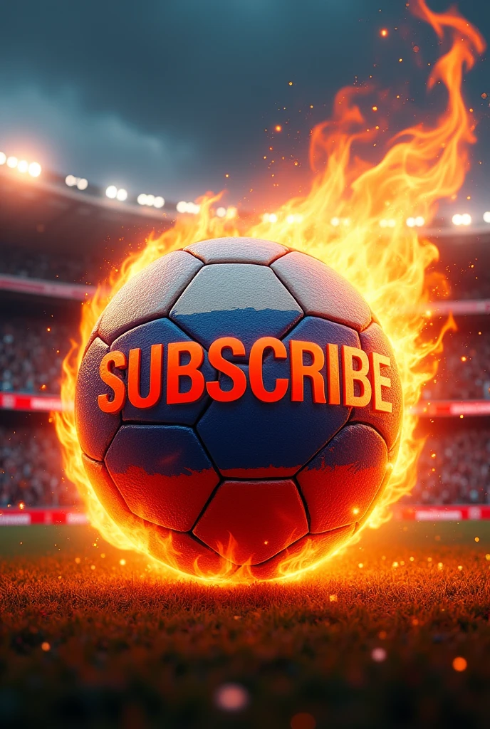 Subscribe logo with fire football background 
Images must be at last 1024 x 576 Pixel  with Russia football 