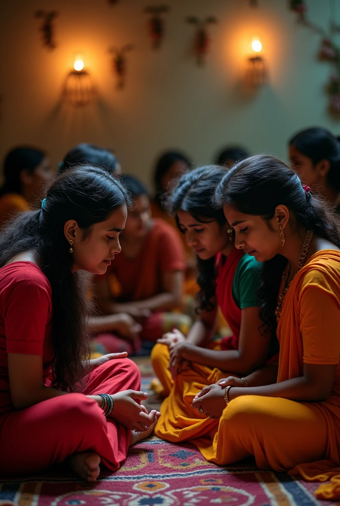 Indian young female group sad and crying