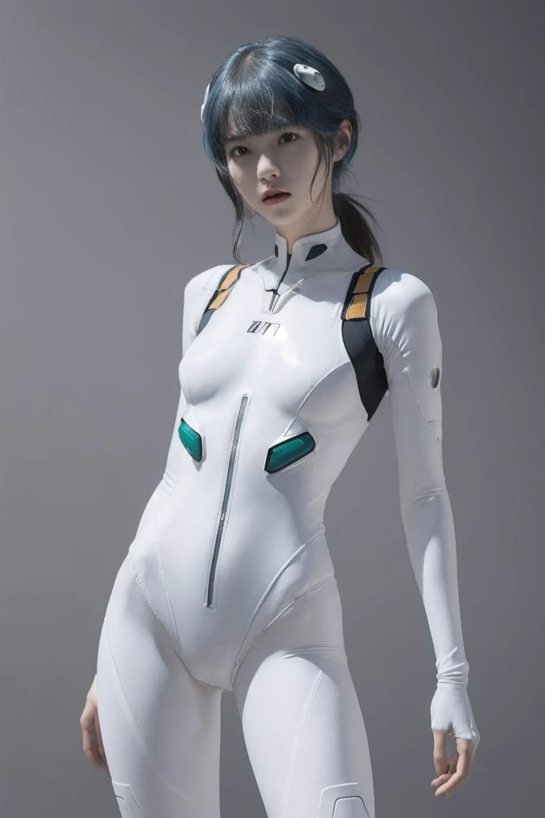 (masterpiece, Highest quality), ayanami_king, Plug Suit, Bodysuits, Interface Headset, white Bodysuits, Are standing