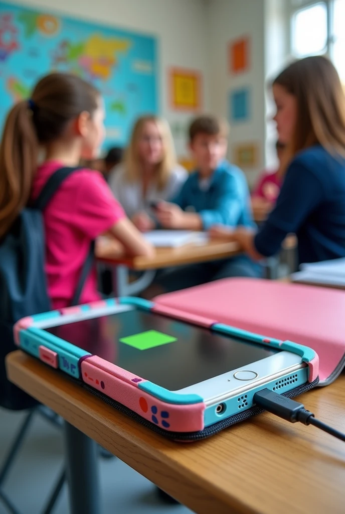 School case that charges the cell phone percentage with usb cable