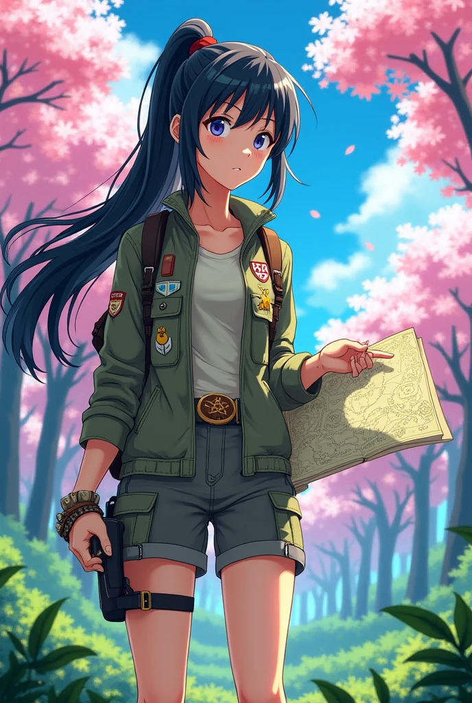 Japanese female explorer、Japanese anime style