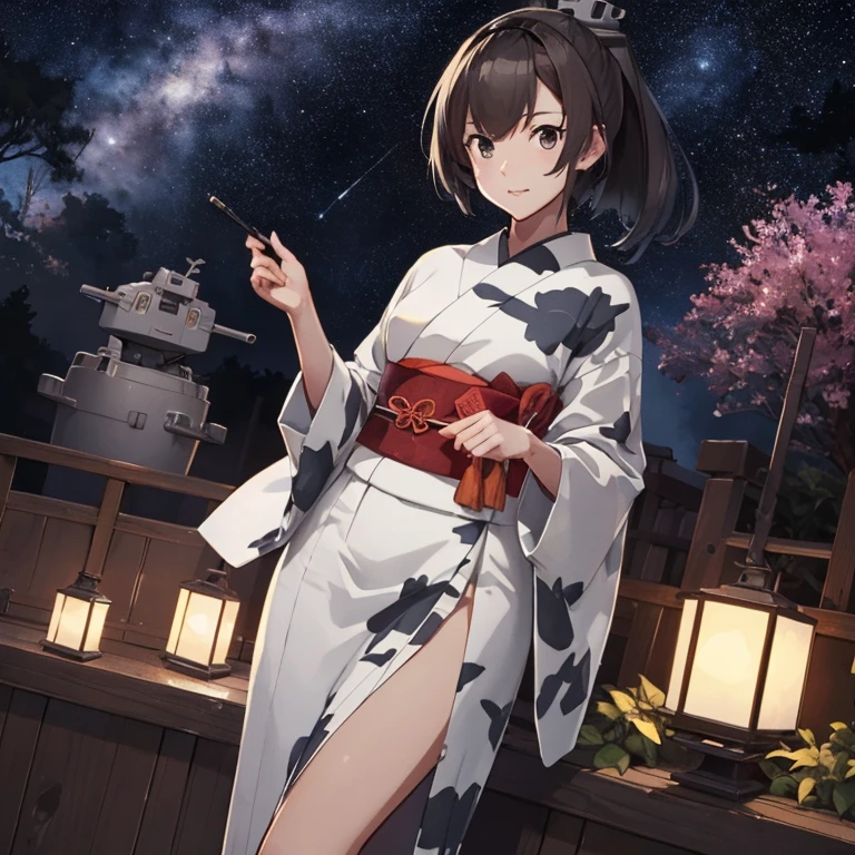 AkizukiKimonoKC, (Akizuki) kimono,
(masterpiece:1.4),(best quality:1.4), (premium:1.4), (great illustration:1.4), (ultra-detailed:1.4),(art CG, 8K), KonishiCSA,
 full body,Starry Sky,