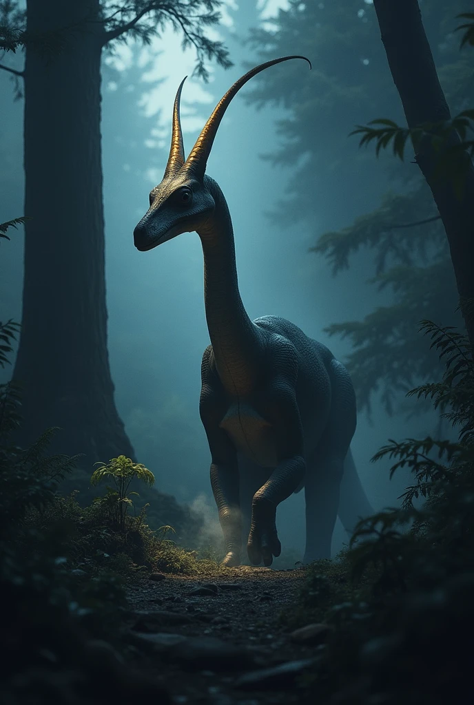 Parasaurolophus in darkness