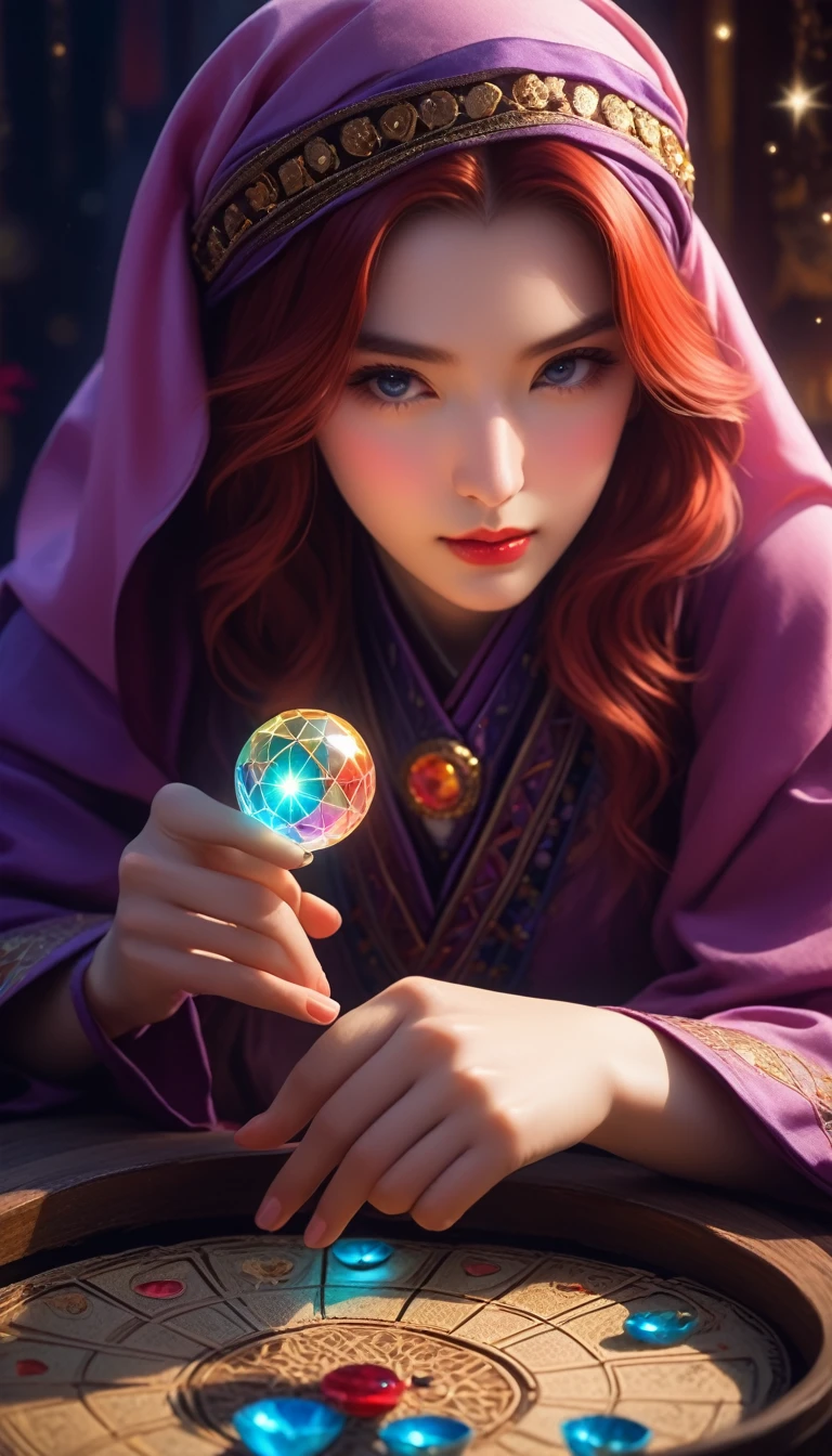 ((Masterpieces with up to 16K resolution):1.6),((soft_color_photograph:)1.5), ((Ultra-detaileded):1.4),((Cinematic stills and dynamic angles):1.3). | (タロットテーブル上のタロットカードのマクロ撮影photograph), (Fortune teller reading tarot cards), (Fortuneteller's room), (Macro Lens), (Fortune teller's ornament), (Dark Candle), (Luminescent objects), (Mysterious atmosphere), (Shine), (Beautiful DnD Container), (Visual experience),(realism), (Realistic), Award-winning graphics, Dark Shot, Film Grain, extremely detaileded, Digital Art, RTTX 10.0, Unreal Engine, Scene concept anti-reflective effect, all of鮮明に捉えられている. | Rendered in Ultra-high definition with UHD and retina quality, this masterpiece ensures anatomical correctness and textured skin with super detailed. Focus on high quality and precision, This award-winning portrait、Capture every nuance with stunning 16K resolution, immersing viewers in its Realistic representation. | ((perfection_composition, perfection_design, perfection_Layout, perfection_detailed, Ultra_detaileded)), ((Strengthen_all, repair_all of)), More detailed, Strengthen.