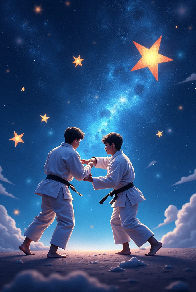 Stars in judo uniforms
