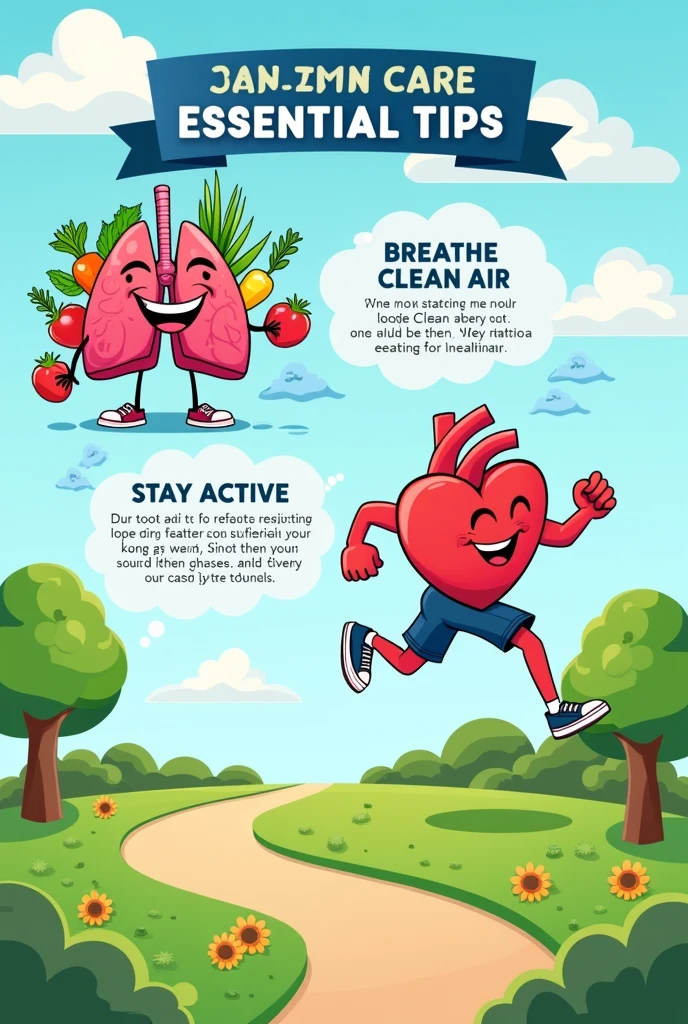 a simple poster thats easy to draw for poster making about how to take care your respiratory system and circulatory system 