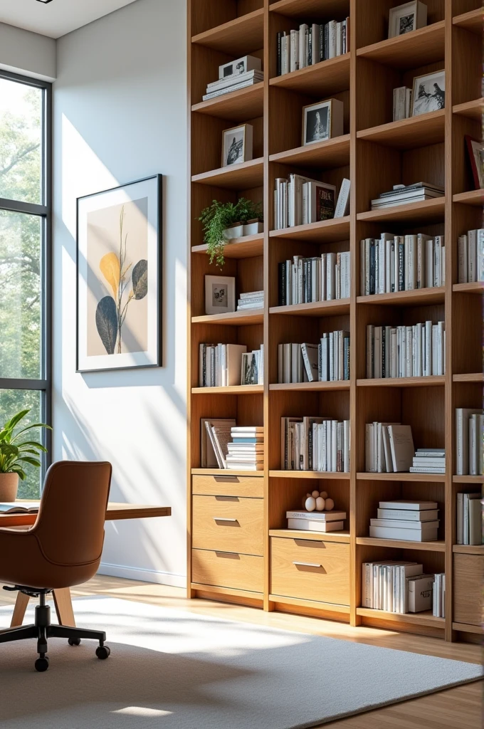 Office background image with bookshelf without tables and without chair
