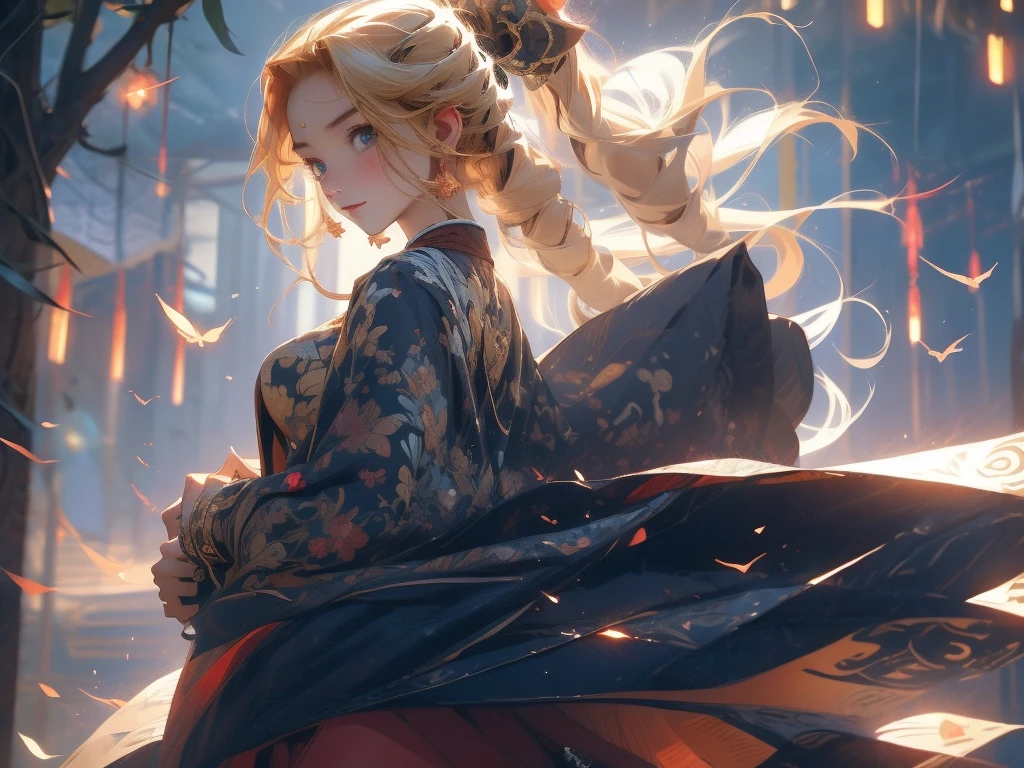 high resolution:1.7, incredibly absurdres, kawaii:1, cute:1.5, hires.fix, anime visual:1, incredibly fine illustration,8k,masterpiece:1.2,best quality, high quality, exquisite, beautiful,insanely detailed,intricate detailed, extremely detailed, Super Definition, ultra high res, Super Resolution, best aesthetic, ultra detailed:1.5, best quality, perfect face, detailed face,stunning art,absurdres,octane render,ultra hires,cute,Beautiful,(Cute and lovely),cute girl,((extremely cute and beautiful blond hair)),serious,smile,A 16 year old daughter becomes an adventurer and battles monsters for the first time.prepare a sword,Deep in the forest, red miniskirt, gold thighlet,boots,Spirits fly around her like stars, giving the girl power.full body