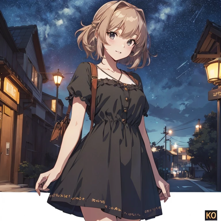 HachijouCasualKC, (Casual) dress,
(masterpiece:1.4),(best quality:1.4), (premium:1.4), (great illustration:1.4), (ultra-detailed:1.4),(art CG, 8K), KonishiCSA,
 full body,Starry Sky,