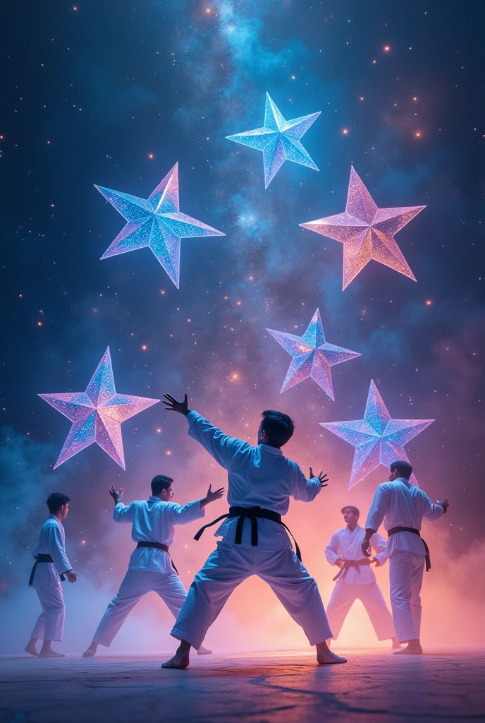 Stars in judo uniforms