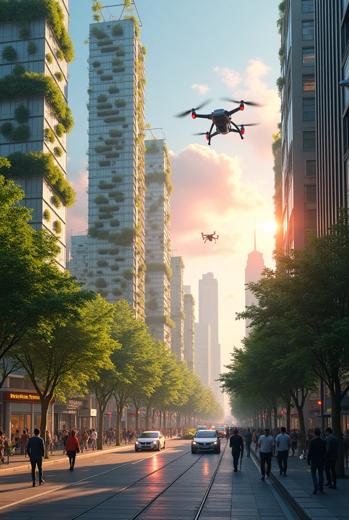 Create a simple art but detailed about the world 50 years from now