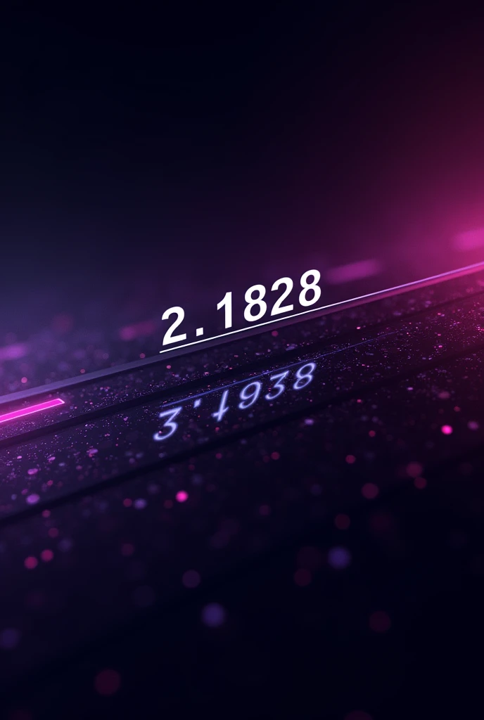 Text on screen with a number like '2'.71828' and its binary representation below 10.00101111 with a black-purple background