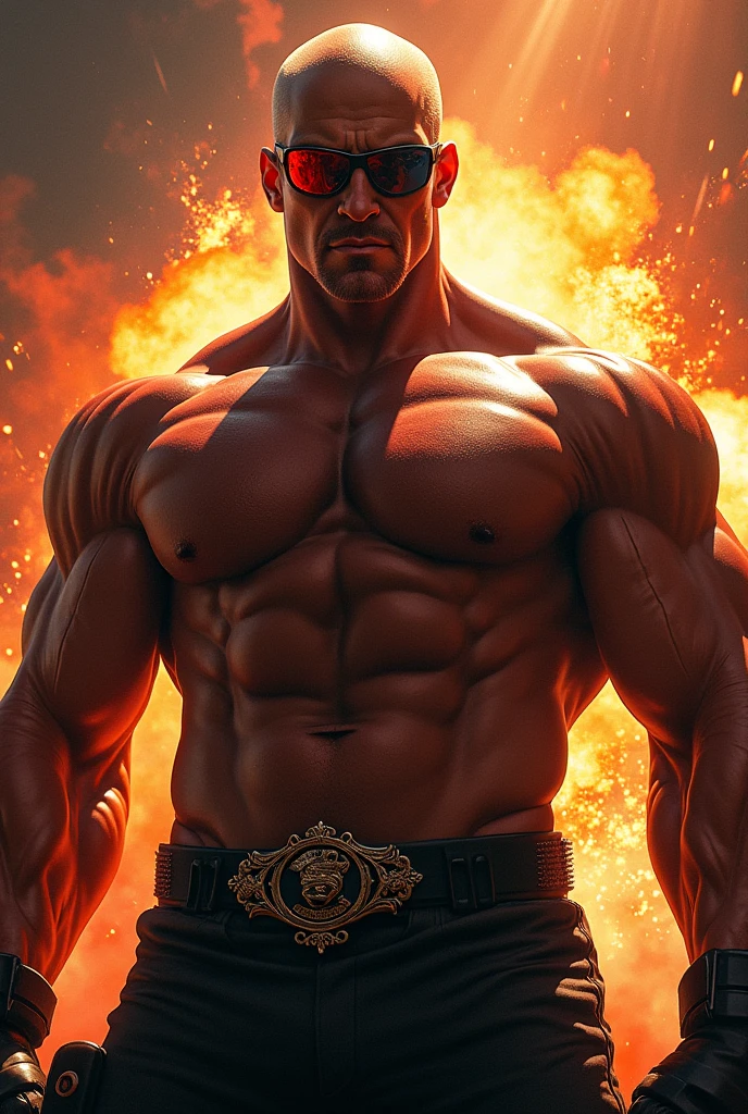 portrait of duke nukem, dramatic light, explosion background, sunrays, badass, high contrast, sharp, painted by stanley lau, painted by greg rutkowski, painted by stanley artgerm, masterpiece, highly detailed, centered, digital painting, artstation, concept art, smooth, sharp focus, illustration, artgerm, tomasz alen kopera, peter mohrbacher, donato giancola, joseph christian leyendecker, wlop, boris vallejo, photorealistic 8k, cinematic lighting, intricate filigree, style raw.