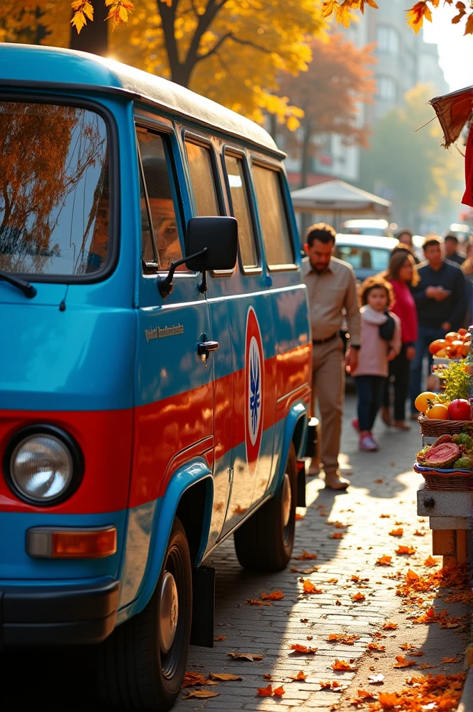 A van with armenian flag