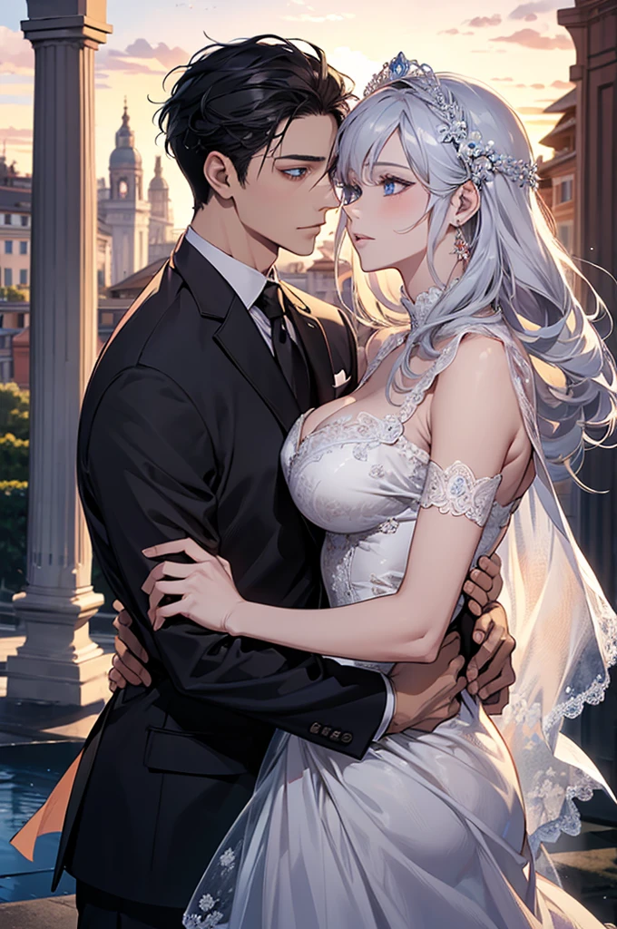 จักรพรรดิromeันคอนสแตนตินมหาราช((Black-haired man,blue eyes)). The great emperor and the beautiful woman named Serdika((White-haired woman,blue eyes)),Face details, High Definition Details, beloved by the จักรพรรดิromeันคอนสแตนตินมหาราช. Happy couple. The bond of eternal love. Mutual love. Pure Love. romantic, sunset, Only return, Realistic, fresh breeze of early summer.“romeของฉันคือเซอร์ดิกา” ด้วยความรัก.rome.งดงามและmelodic. Amazing. With admiration for Sofia, Bulgaria.epic. melodic.Amazing , View background. in the city. It's so beautiful.. high resolution. High quality. high resolution. digital art. It's so beautiful.. high resolution. High quality. high resolution. digital art.