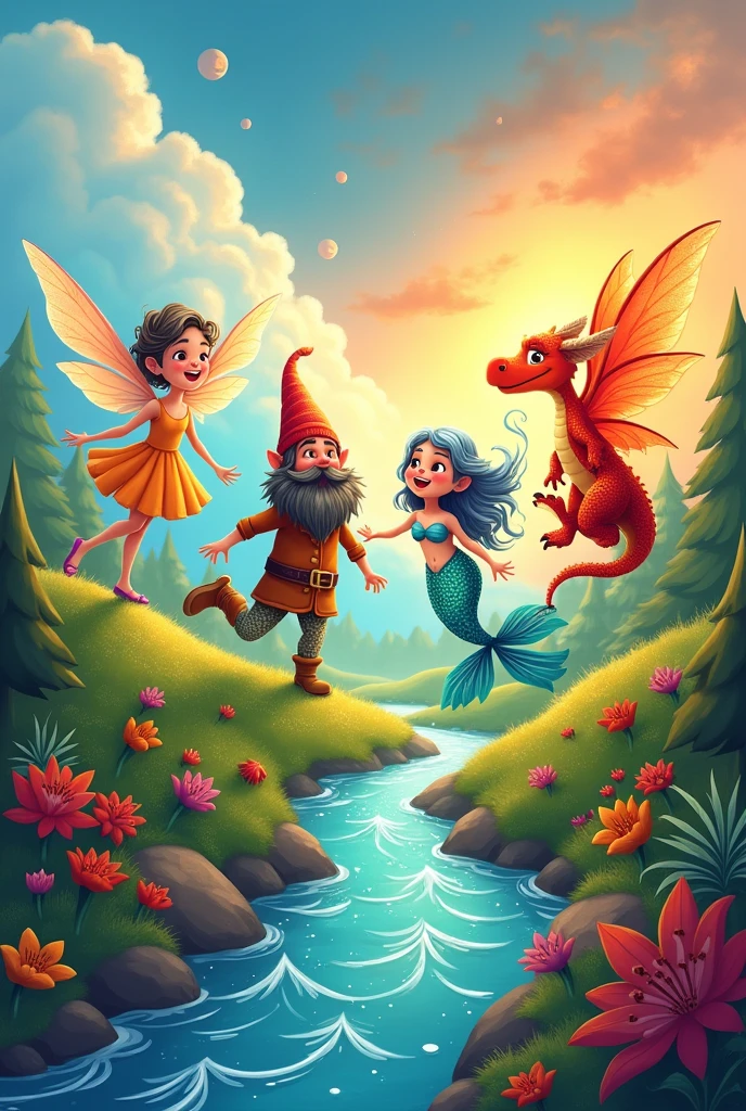 I need 4 leading figures matching the 4 elements air earth water and fire For children Another one please