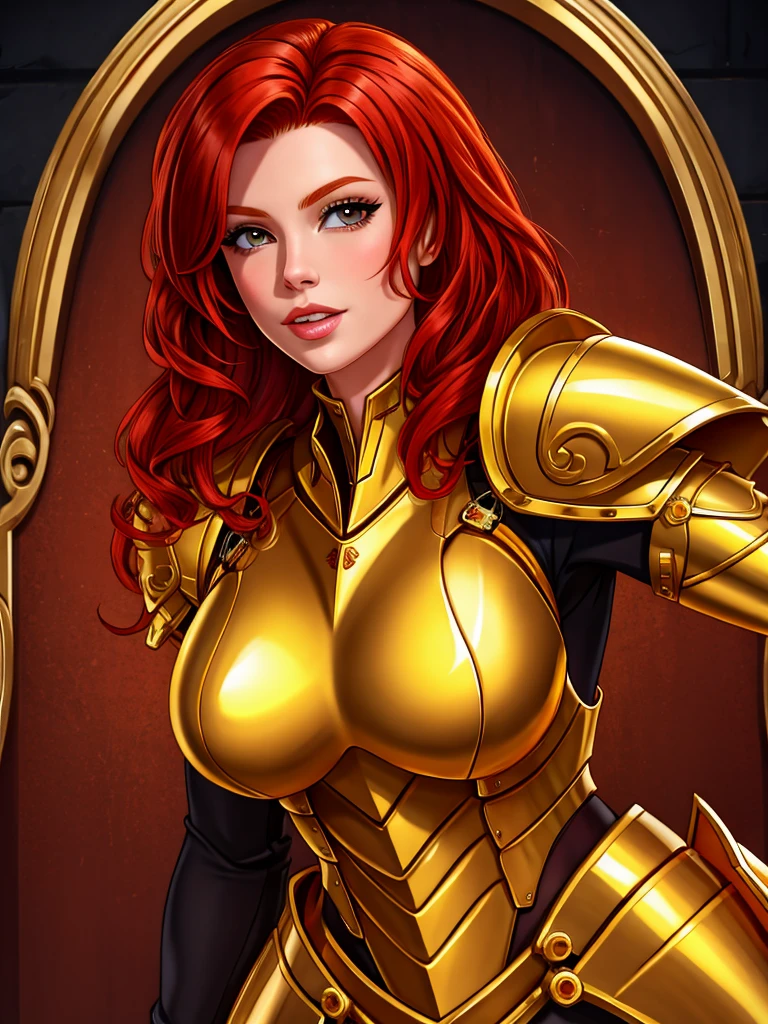 redhead, golden armour