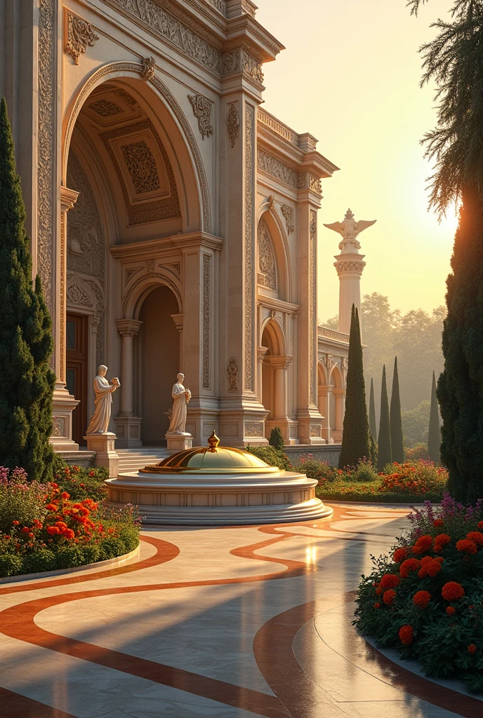 Palace facade with a circular tomb
