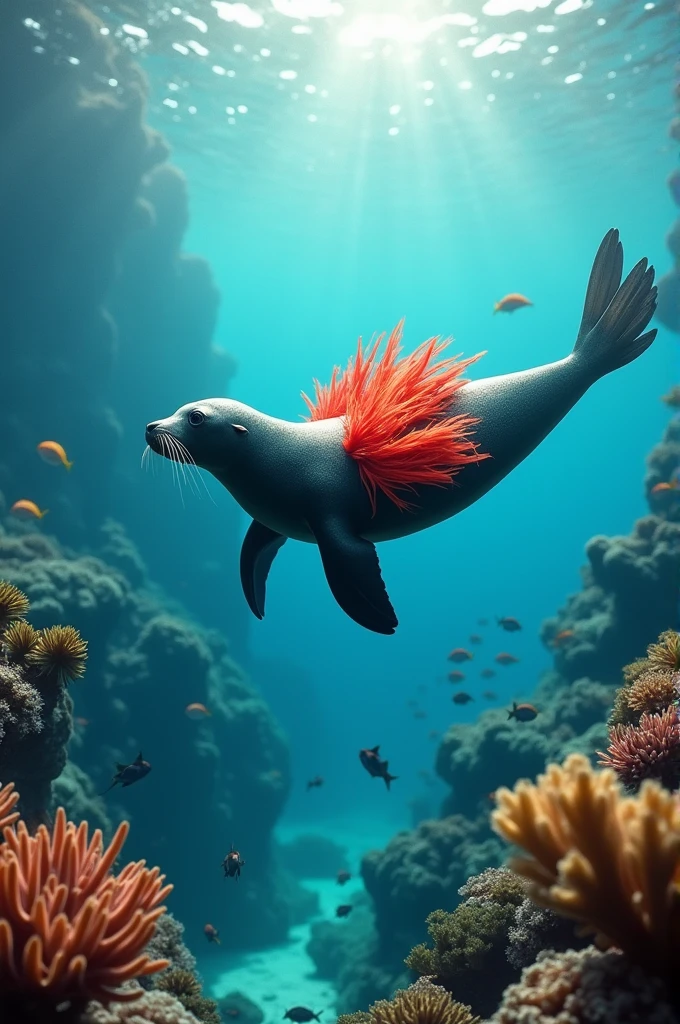 ｢Red feather｣Create a shape based on a seal