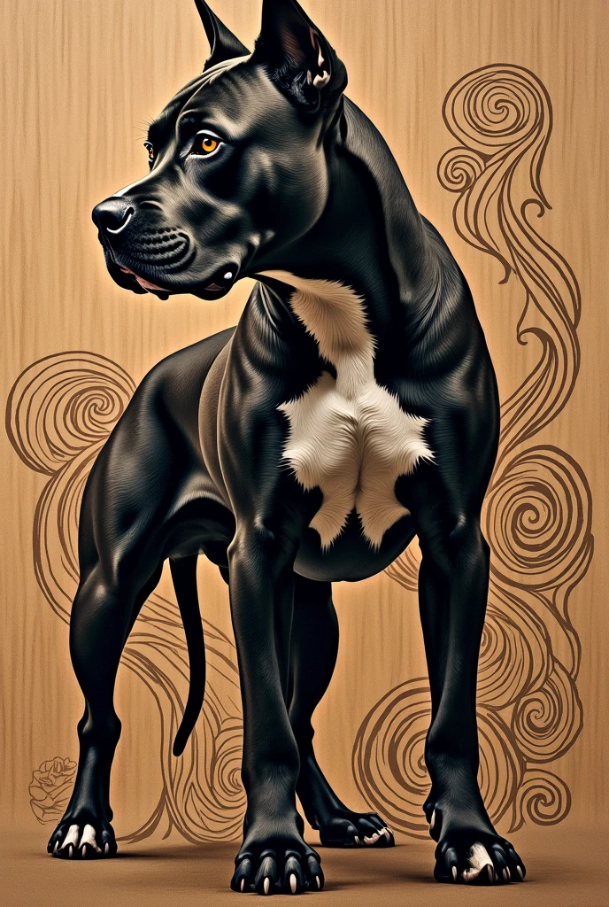pitbull en Woodcut tatto