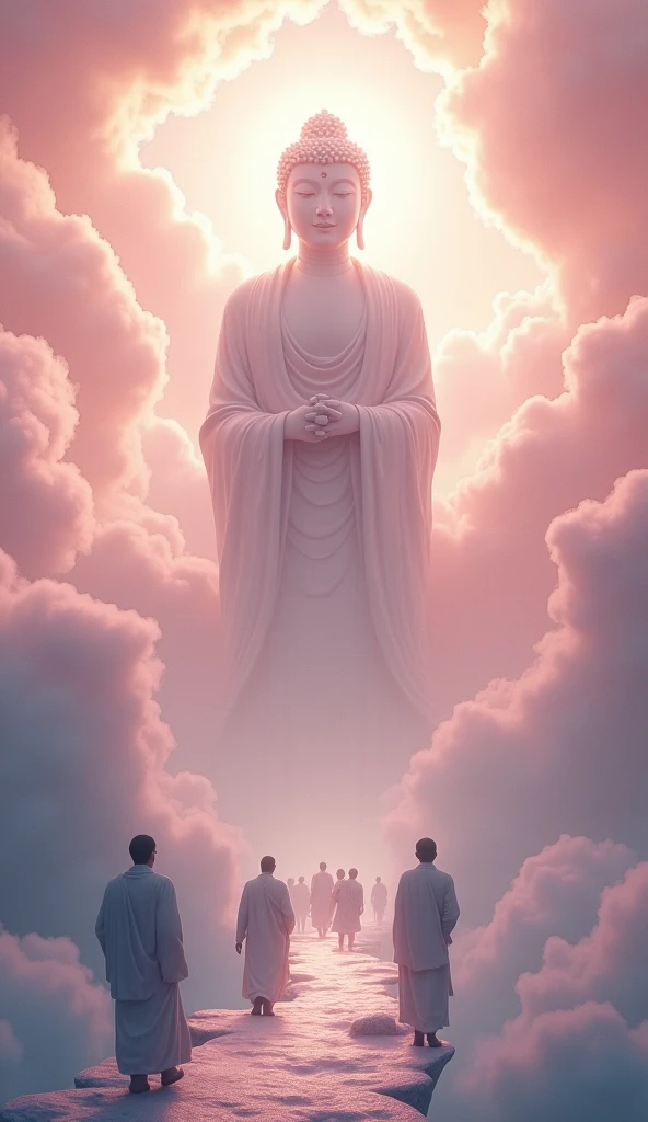 ((Tabletop)),(最high quality)),Chinese style,In the sky, The clouds form a giant transparent and shining white jade Maitreya Buddha statue,Thick Clouds,And the sun was shining bright,Pilgrims' Path,Ultra-realistic,Ultra-photorealism,pink,8k,High resolution,high quality,Masterpieces,Ultra-fine,(((OC Renderer)))