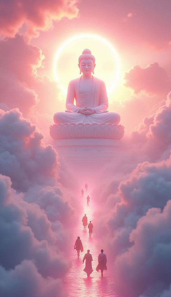 ((Tabletop)),(最high quality)),Chinese style,In the sky, The clouds form a giant transparent and shining white jade Maitreya Buddha statue,Thick Clouds,And the sun was shining bright,Pilgrims' Path,Ultra-realistic,Ultra-photorealism,pink,8k,High resolution,high quality,Masterpieces,Ultra-fine,(((OC Renderer)))