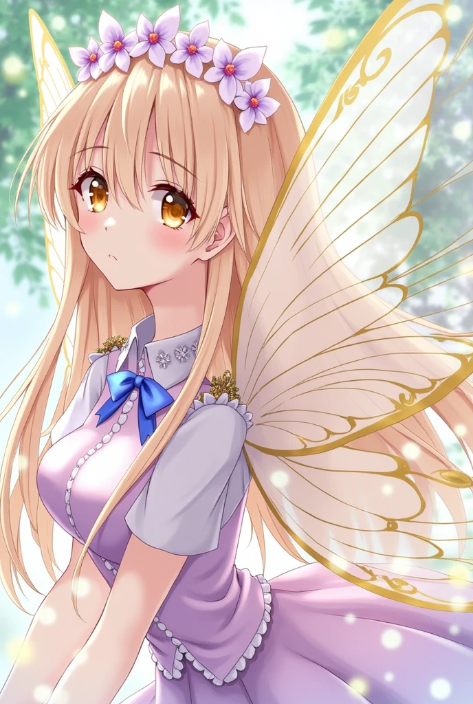 1 Girl ,Fairy, Butterfly wings, beautiful clothes,(high resolution, High Detail, best quality), Medium breasts