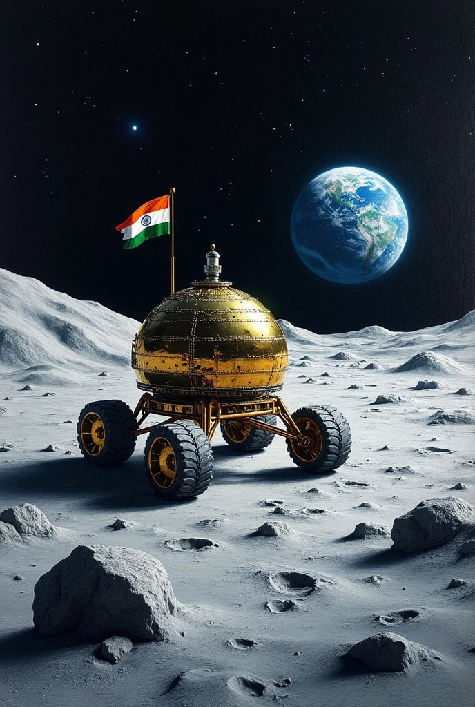 India chandrayaan-3 on moon (drawing)