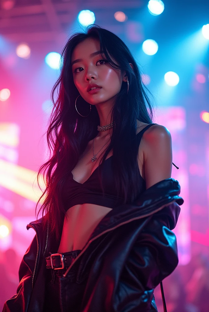Create a member for a kpop group, she has to have black hair, be between 20 and 18 years old and be Korean