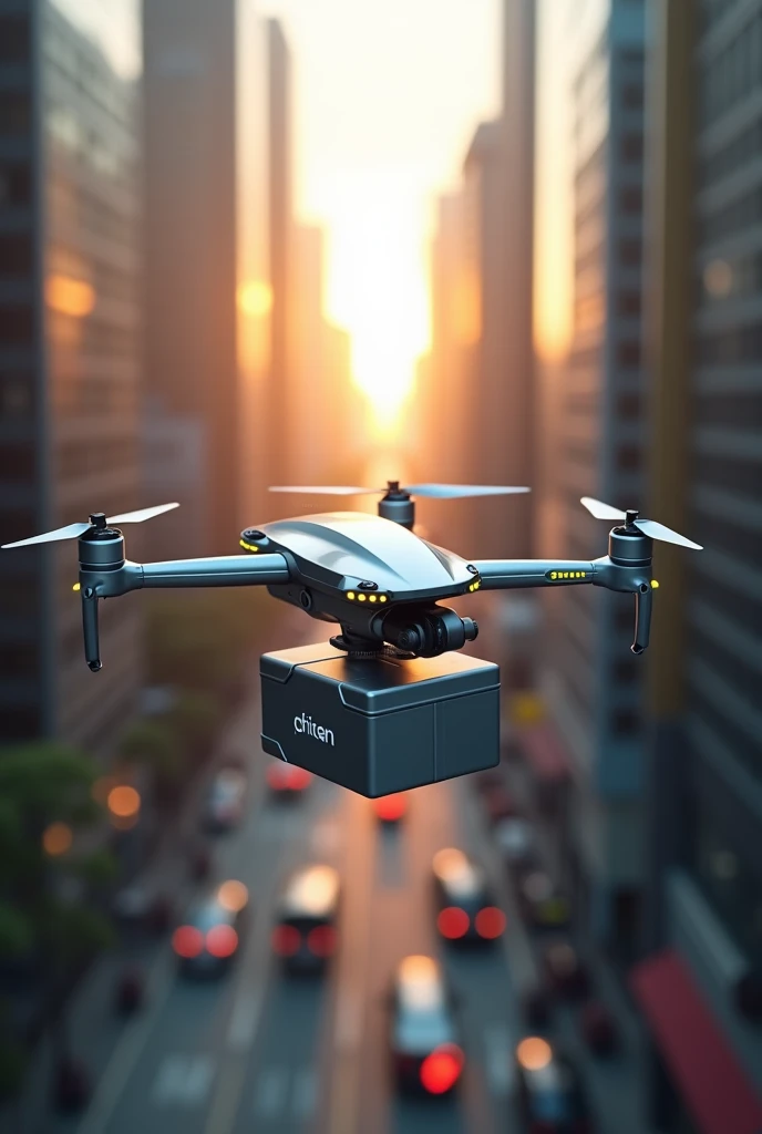 AI delivery drone with a delivery box