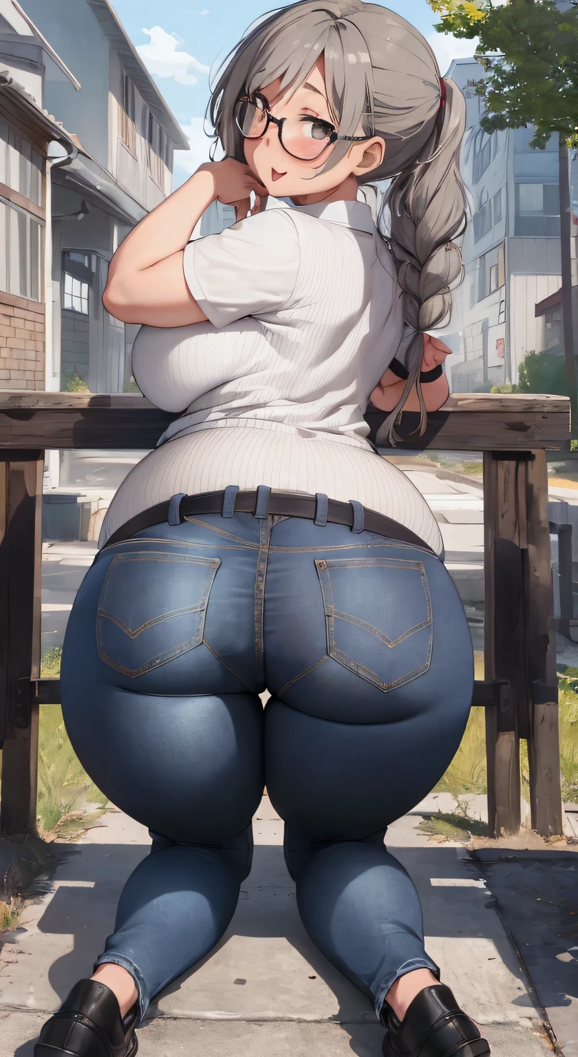 A woman wearing a black jacket and shorts is sleeping on a bench., 2b, 2b ..., West Shot, Rear view, Rear view, Leathery, Wearing a short leather jacket, Photo from behind, Bend your body, Slightly stooped, Shot from the rear, Female gigachad, View from behind, Nice views, (software) Safe at Work(Ahegao: 1.2),(Short stature and juvenile: 1.2),(show your butt hole: 1.5),(Wear jeans: 1.2),(My jeans are too tight: 1.2),(Hands on hips),(masterpiece), (One serious civil service commissioner: 1.3), (Super thick and plump body: 1.3), (Huge breasts and buttocks)), (Small Head: 1.2), (Very small uniform)), (Shiny skin: 1.2), (A speech while crouching in the stands in the schoolyard in the morning)), {fat},1boy, penis, doggystyle, from behind, spreadassms, chubby body, fat body, short,ultra detailed, masterpiece, best quality, blush, a woman, rolling eyes, open mouth, school girl, wearing , wearing glasses, classroom, sunset, light particles, hdr, brown grey hair, midium wavy hair, shiny hair, bang, single braid, clear grey eyes, Smiling Kiss, Tongue Out, アニメ ,orgasm face, sexual climax, bitch, back shot, back view, low angle, from below, back view, arched back, looking back, all fours, chubby body, BIG ASS , saliva, BBW, slender waist, anal, seiza, hands on head,white eyes, Hand Drawn, Showing Ass, Bobcut, Knee socks, (Super thick and plump body: 1.3), Butt sticking out, Close your legs, seiza, spread legs, pleated skirt, Stretch your arms back, long pleated skirt, I can't see your butt, Buttocks hide, Arms folded behind back, Super big butt, Awesome numbness , Plump , Chubby, Butt sticking out,
