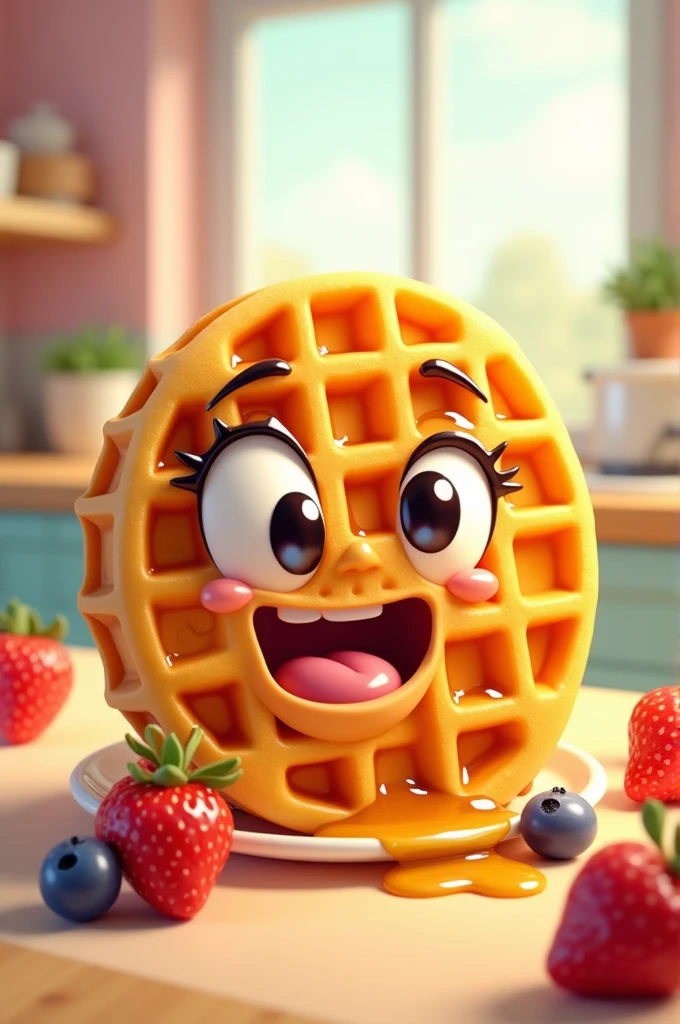 cartoon face waffle woth wink emotion