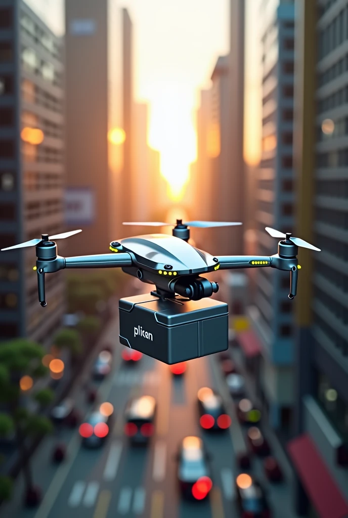 AI delivery drone with a delivery box