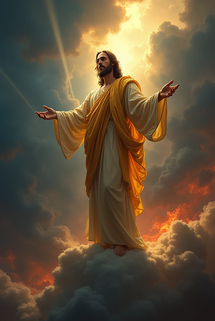 Make a wallpaper of Jesus Christ looking with disgust upon the enemy ascending to heaven