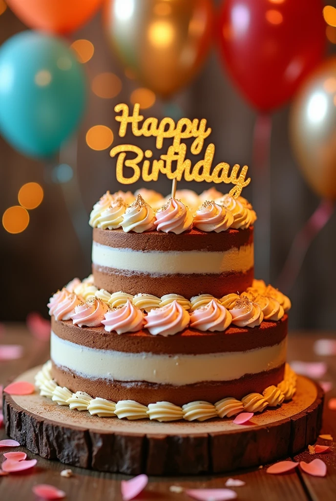 Chocolate and vanilla cake that says happy birthday Jean Paul Carbonell