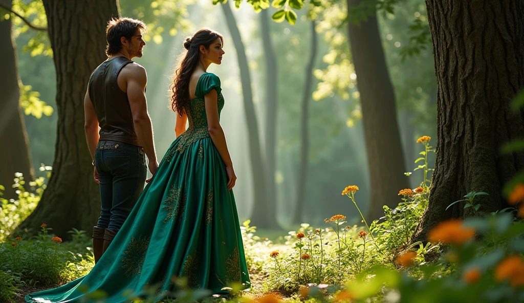 The queen and the attractive man in forest