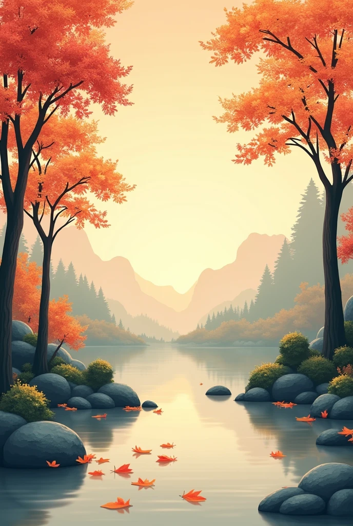 Generate round Mid-Autumn greeting cards, minimalist natural background, Monet minimalist style scenery, bright and transparent colors, real natural colors, realistic scenes, reality restoration, real restoration, realistic scenes, evening