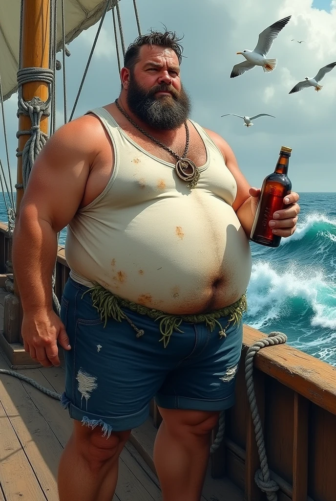 Alcoholic sailor with a fat belly