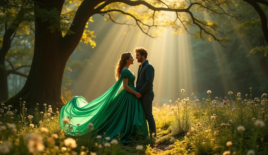 The queen and the attractive man in forest