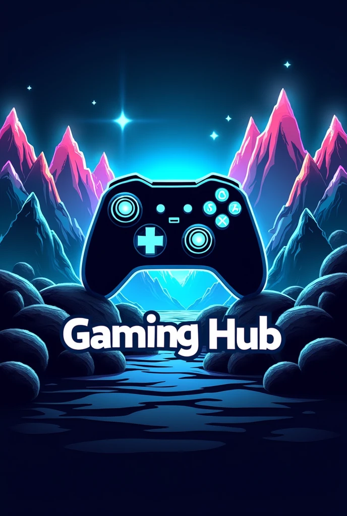 Give me a picture with a gaming logo and with the logo write the phrase gaming hub