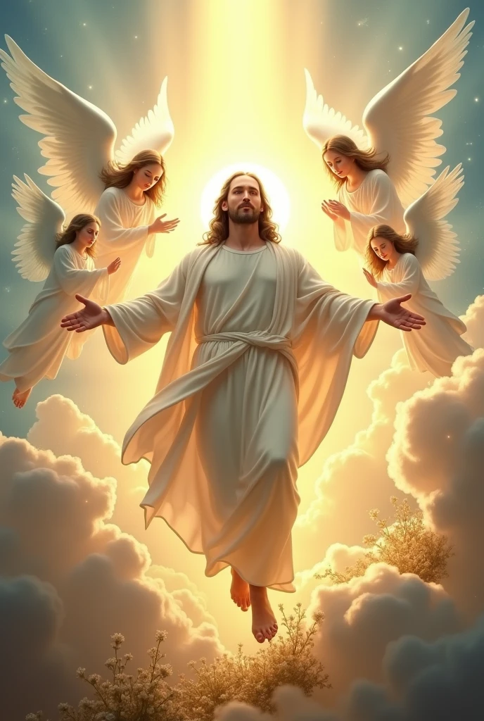 Make a wallpaper of Jesus Christ entering heaven 