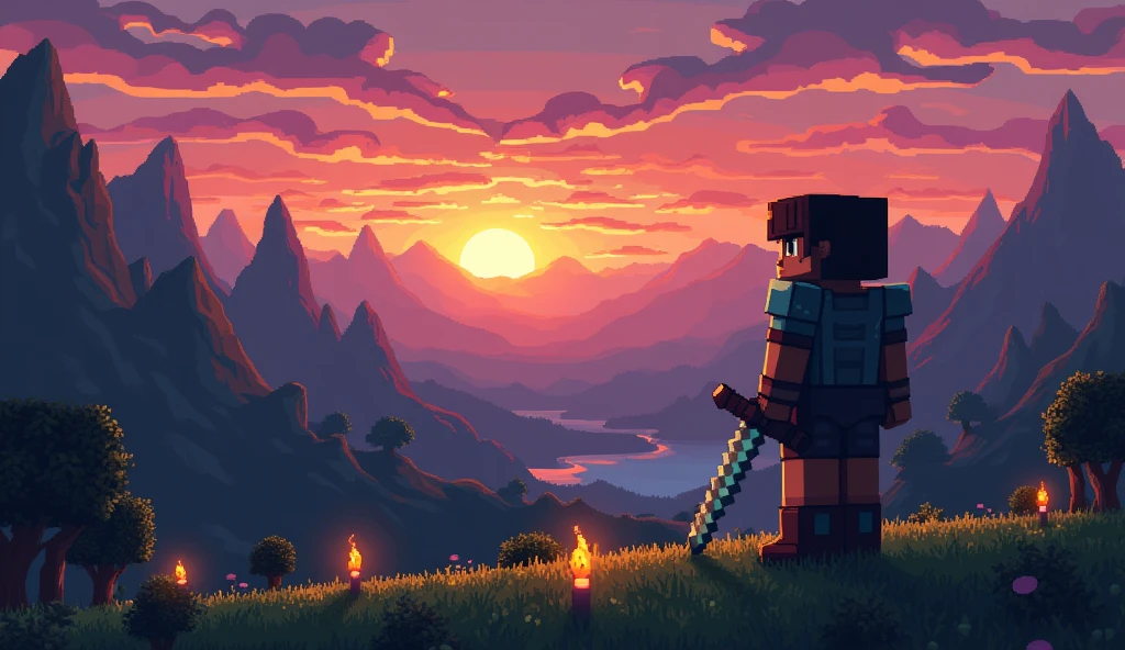 Minecraft sad sunset background