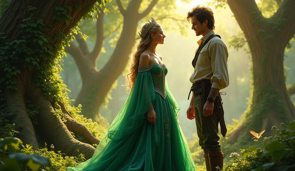 The queen and the attractive man in forest