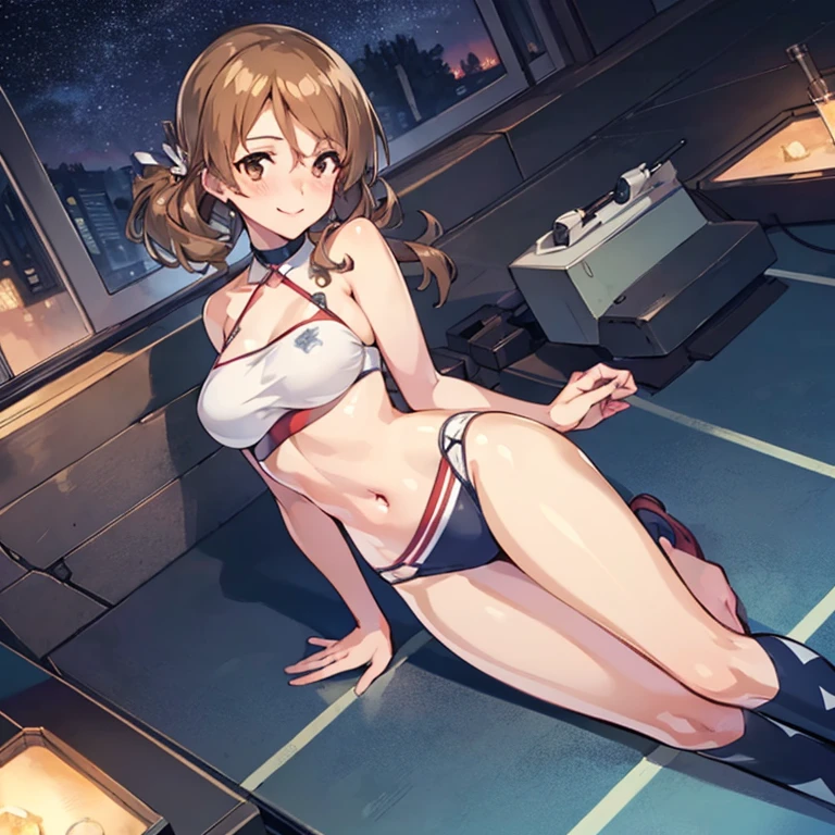 LittorioBikiniKC, (Littorio) bikini
,(masterpiece:1.4),(best quality:1.4), (premium:1.4), (great illustration:1.4), (ultra-detailed:1.4),(art CG, 8K), KonishiCSA,1girl,solo,
 full body,Starry Sky,blush,smile,
