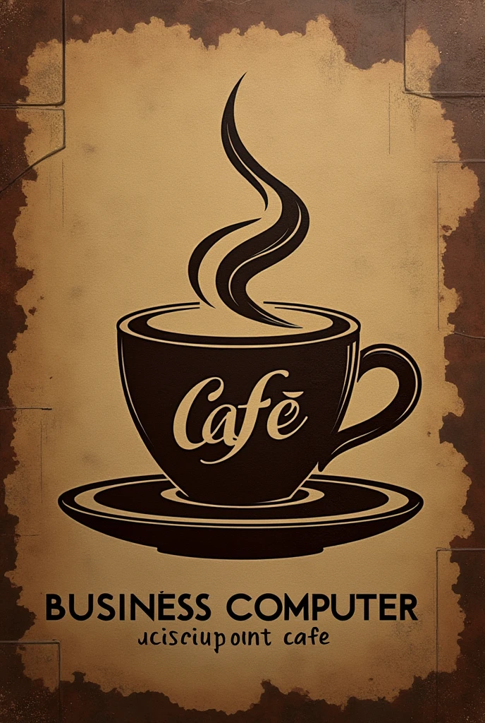 Create a business computer café logo with a vintage style but modern