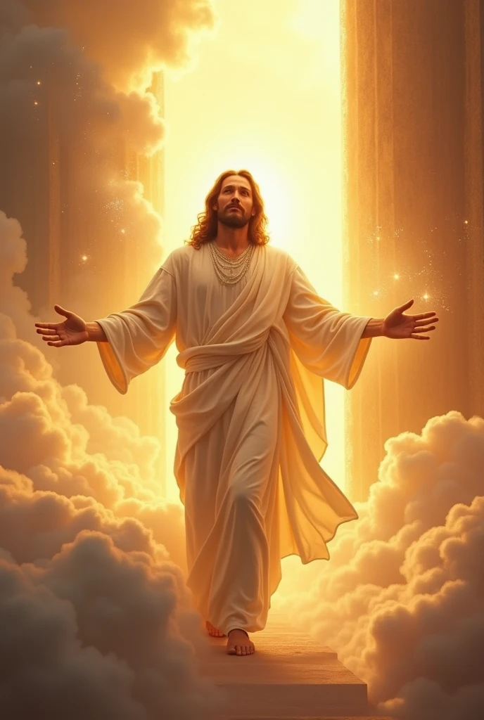 Make a wallpaper of Jesus Christ entering heaven , take away the angels and just leave Jesus