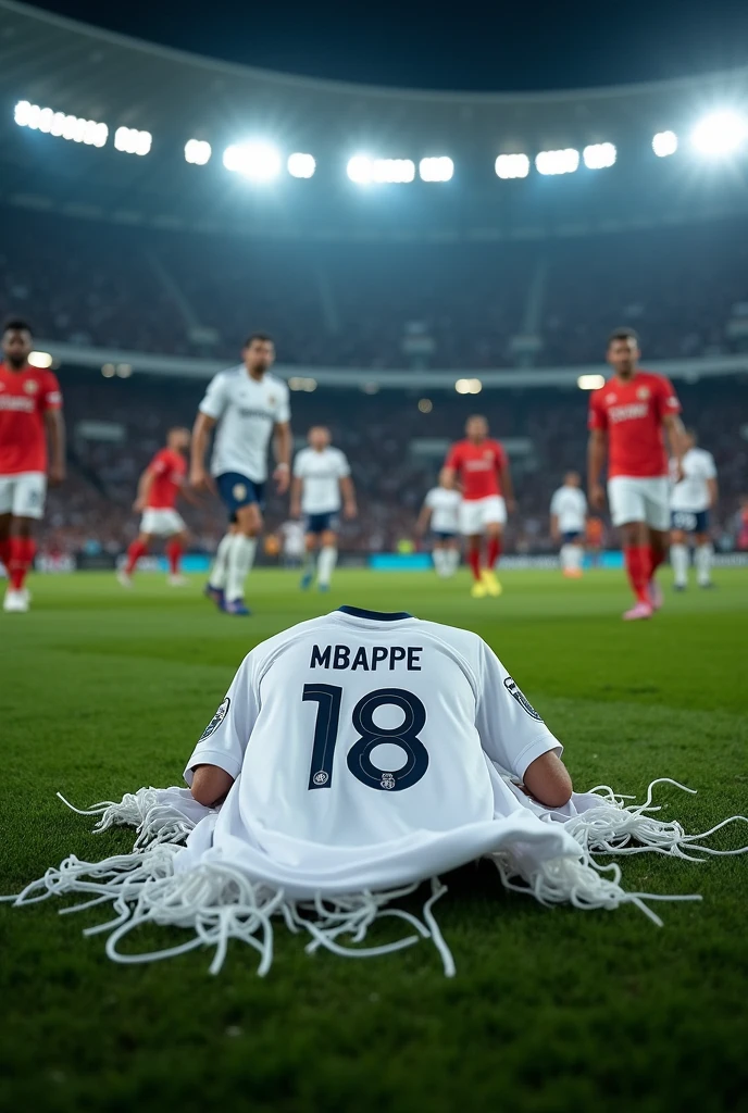 Mbappe's shirt with Madrid torn